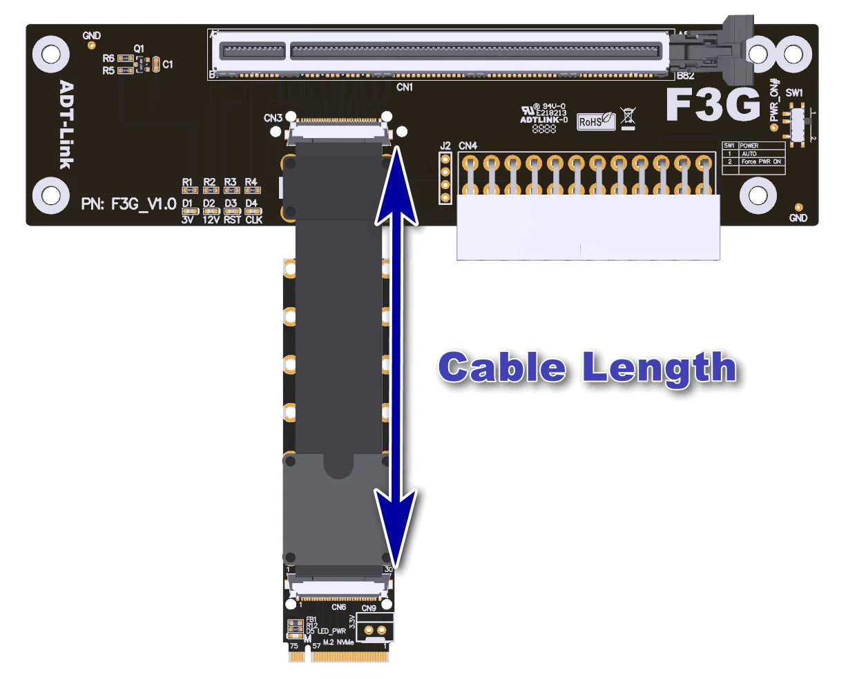 Adt f43sg pcie 5.0 x16 to m.2 nvme gpu dock | egpu adapter cable for laptop nuc itx stx - ₹6,999