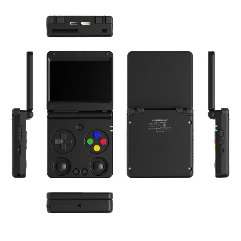 Anbernic rg34xxsp retro handheld gaming console - linux os 3.4-inch ips display (720x480) 5000 + classic games 64gb card. Features 3300mah