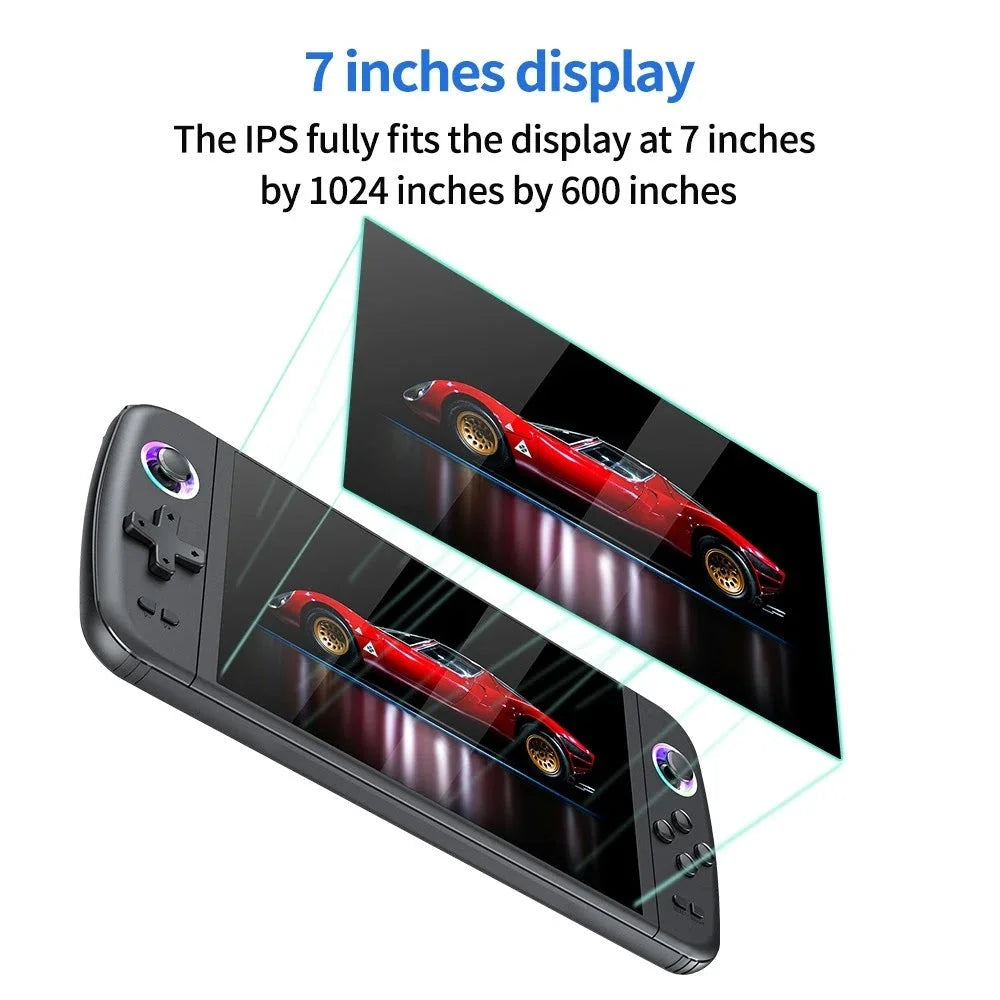 M27 retro handheld game console – 7’’ ips display 64gb tf card rgb lighting 30 + emulators original 3d joystick portable linux gaming