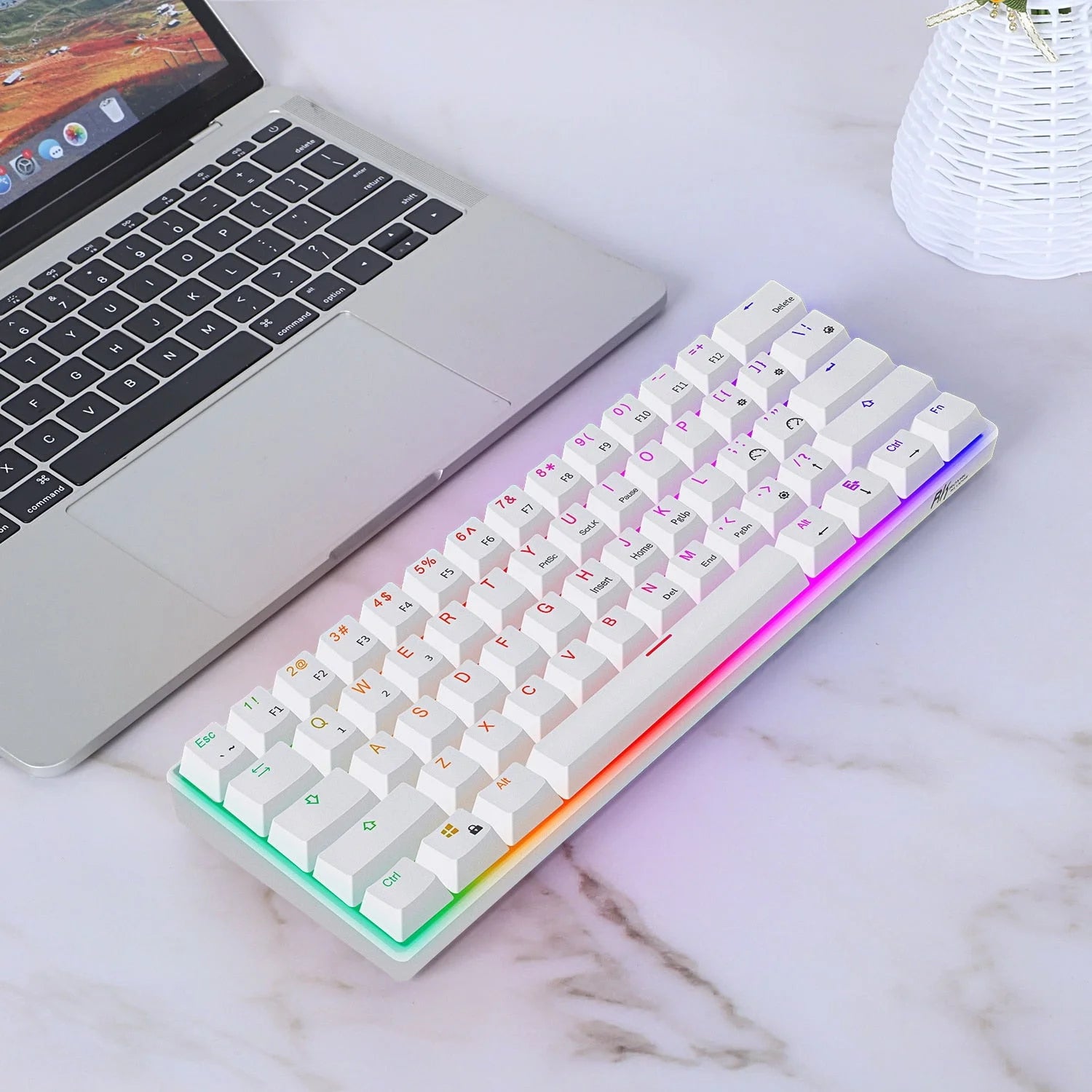 Rk61 royal kludge dual mode bluetooth 3.0&usb rgb backlit mechanical keyboard ultra-compact 61 key - ₹41.69