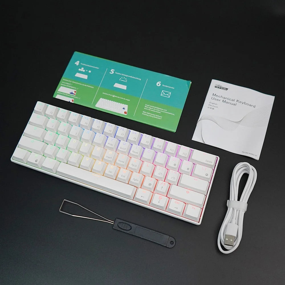 Rk61 royal kludge dual mode bluetooth 3.0&usb rgb backlit mechanical keyboard ultra-compact 61 key - ₹41.69