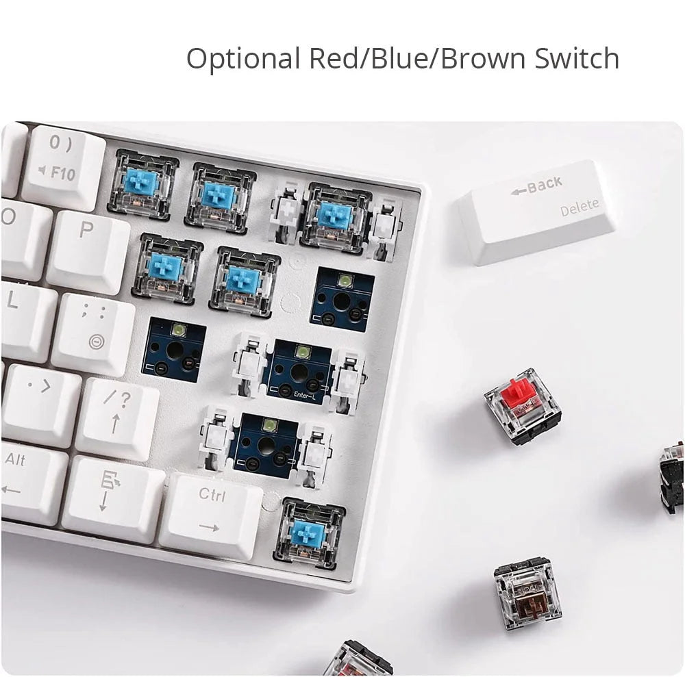 Rk61 royal kludge dual mode bluetooth 3.0&usb rgb backlit mechanical keyboard ultra-compact 61 key - ₹41.69