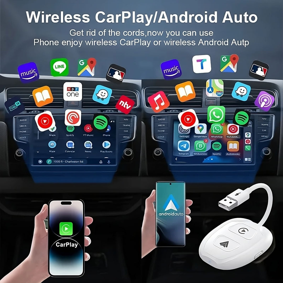 Techadro 2 - in - 1 wireless apple carplay / android auto adapter a 5.8 ghz dongle wired to conversion with usb a/usb c compatibility
