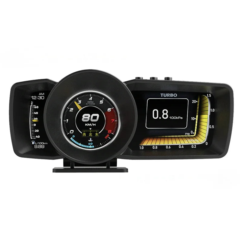 Techadro ta-h3 hud dual screen obd2 + gps smart gauge speedometer – high-resolution no delay head-up display 10 interfaces - ₹4,999