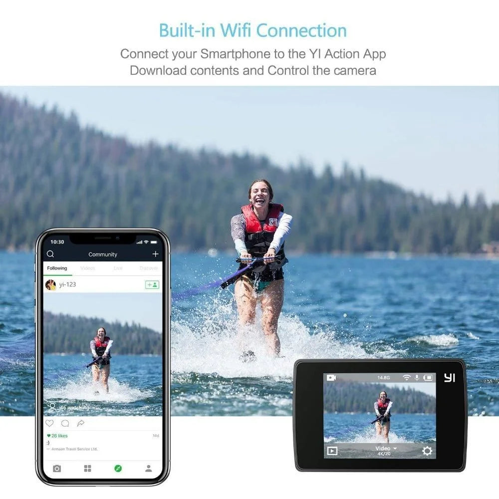 Yi discovery action camera 4k 20fps sports cam 8mp 16mp with 2.0 touchscreen built-in wi-fi 150 degree ultra wide angle - on sale