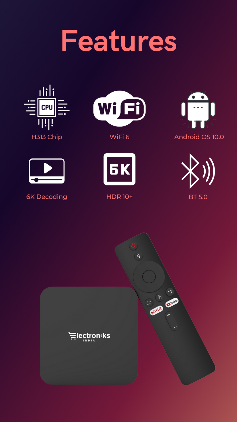 X9 Android TV Box: 4K UHD 2GB RAM 16GB Storage WiFi 6 & BT 5.0 Android ...