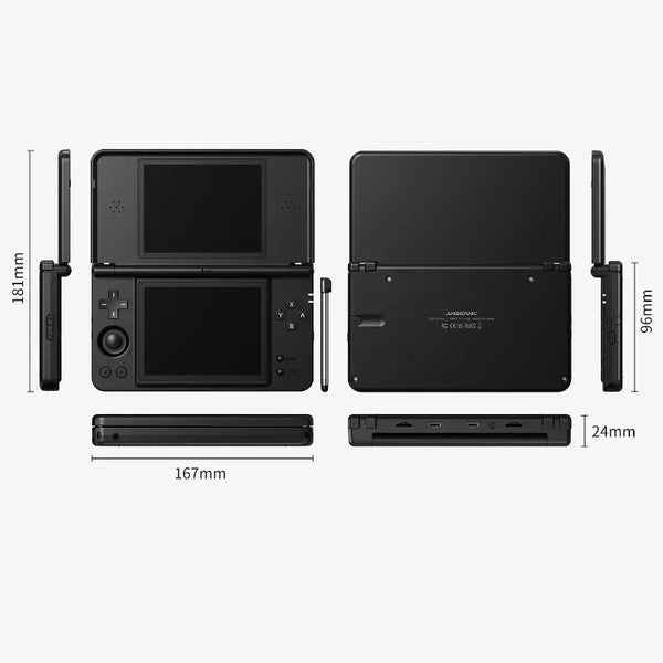 Anbernic RG DS Plus Retro Dual-Screen Handheld Gaming Console - Linux, Dual 4.3-inch IPS Displays (1024×768), RK3568 Quad-Core, 1GB RAM, Features Touchscreen, Stylus, 4000mAh Battery, WiFi & Bluetooth (16GB Card Included)