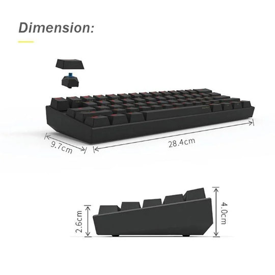 Anne Pro2 Pro 2 RGB 61 Keys Mechanical Gaming Keyboard 60% Bluetooth 4.0 Type-C Cherry and Gateron Switch