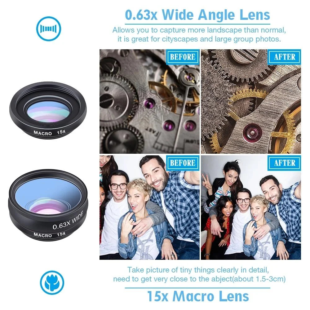Apexel 10 in 1 phone camera lens kit fisheye wide angle macro lens cpl filter kaleidoscope and 2x telescope lens for smartphone - ₹2,999