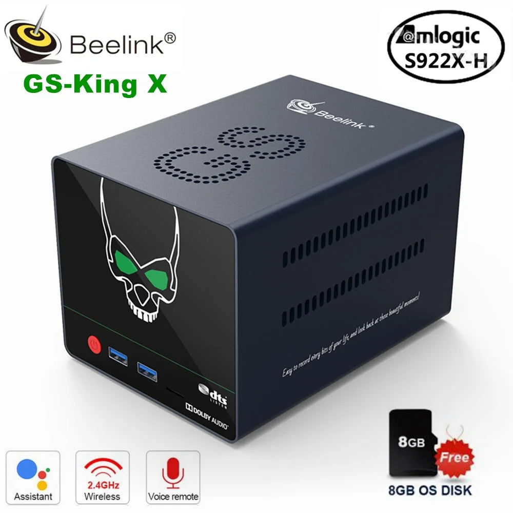 Beelink new gs-king x amlogic s922x-h smart android 9.0 tv box 4gb ddr4 64gb rom dolby audio dts listen 4k hd hi-fi media player - ₹34,999