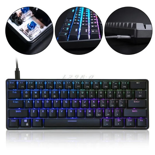 GK61 SK61 61 Key Mechanical Keyboard USB Wired LED Backlit Axis Gaming Mechanical Keyboard