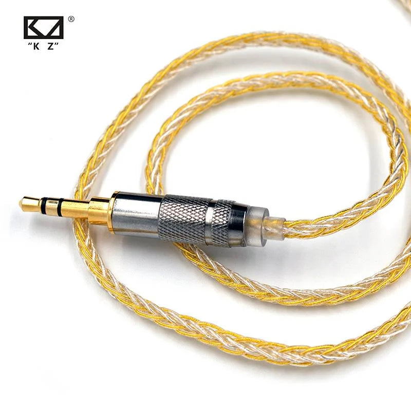 Kz cable 8 strands gold silver mixed plated upgrade cable headphone wire for c10 zst t2 zst zsx zs10 pro zsn es4 - ₹999