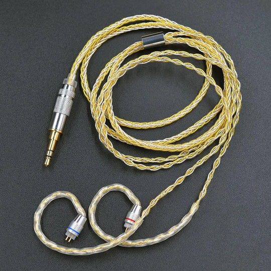 Kz cable 8 strands gold silver mixed plated upgrade cable headphone wire for c10 zst t2 zst zsx zs10 pro zsn es4 - ₹999
