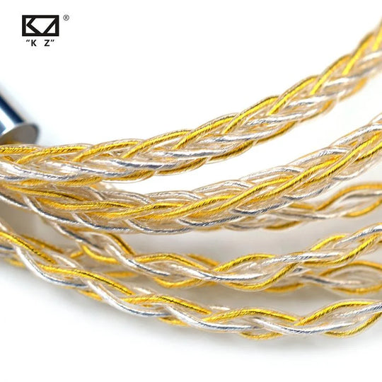 Kz cable 8 strands gold silver mixed plated upgrade cable headphone wire for c10 zst t2 zst zsx zs10 pro zsn es4 - ₹999