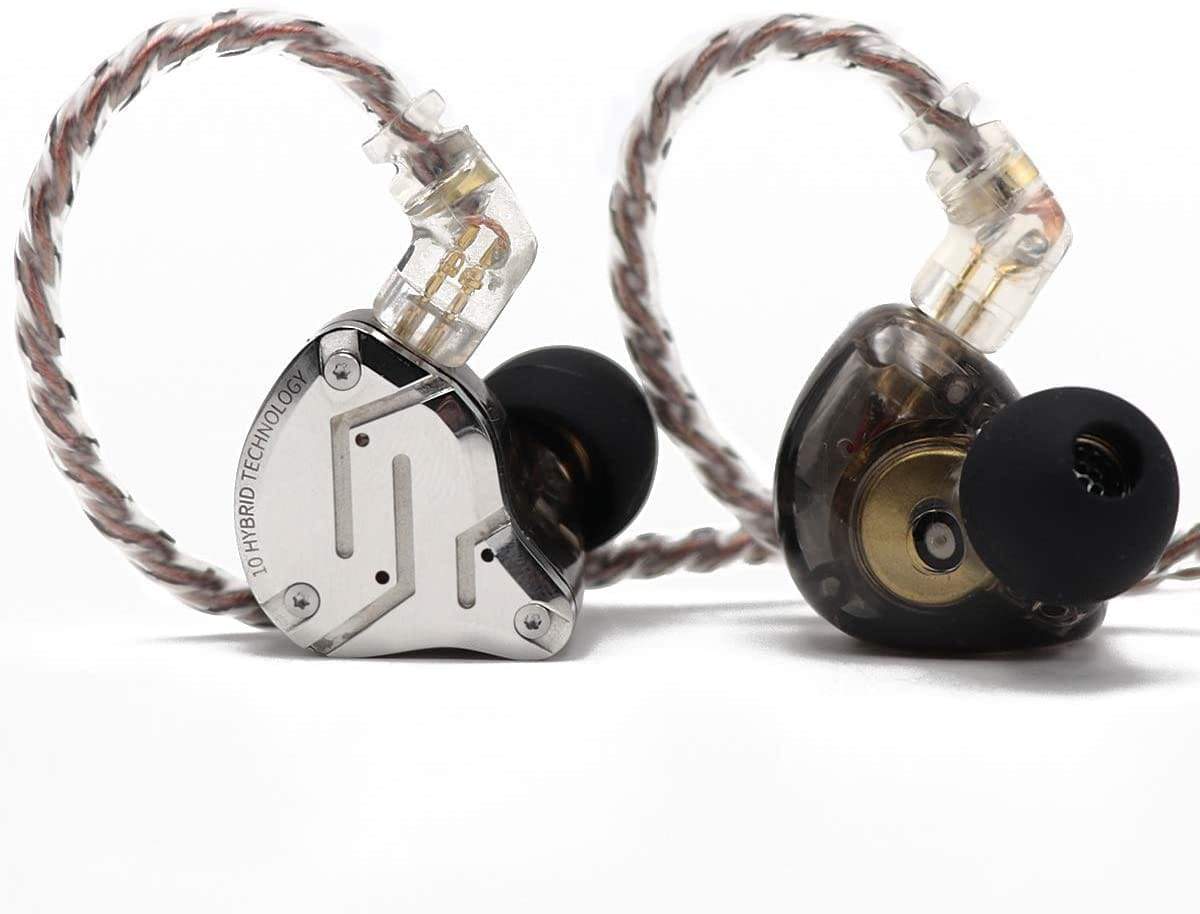 Amazon.com: KZ ZS10 Pro, Linsoul 4BA+1DD 5 ड्राइवर इन-ईयर HiFi मेटल ईयरफ़ोन स्टेनलेस स्टील फ़ेसप्लेट के साथ, 2 पिन डिटैचेबल केबल (माइक के बिना, काला): इलेक्ट्रॉनिक्स