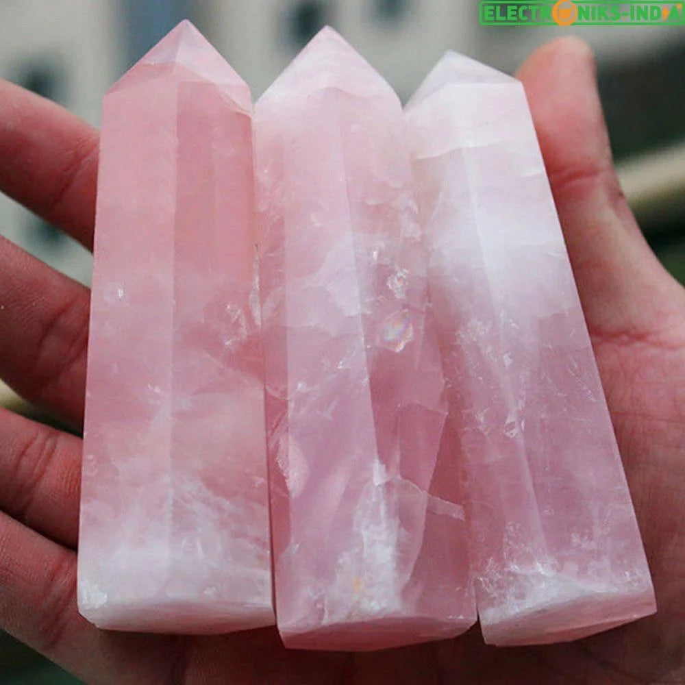 Navatulya® handmade large 100% natural rock quartz pink rose color healing crystal stone (70-75mm) - on sale