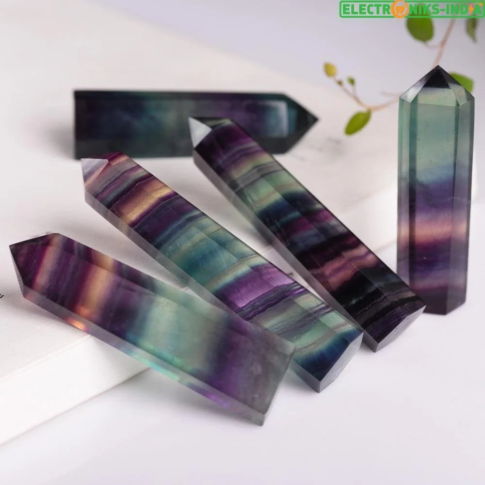 Navatulya® natural fluorite colorful striped crystal healing stone - on sale