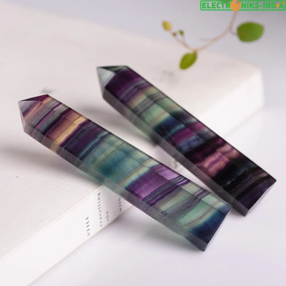 Navatulya® natural fluorite colorful striped crystal healing stone - on sale