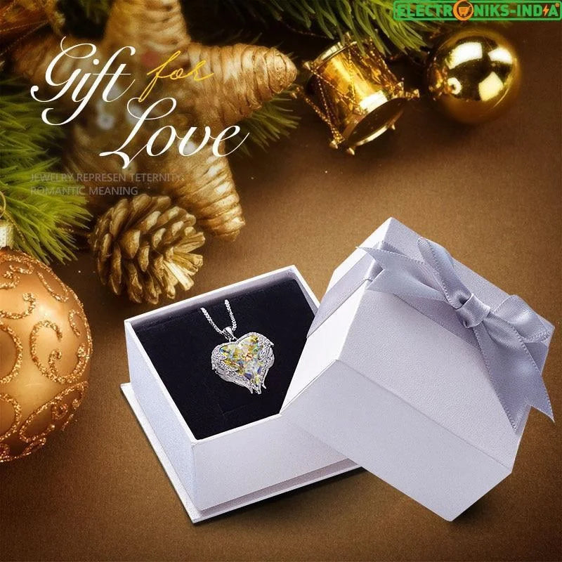 Navatulya® swarovski necklace women silver color embellished with crystals from angel wings heart pendant - on sale