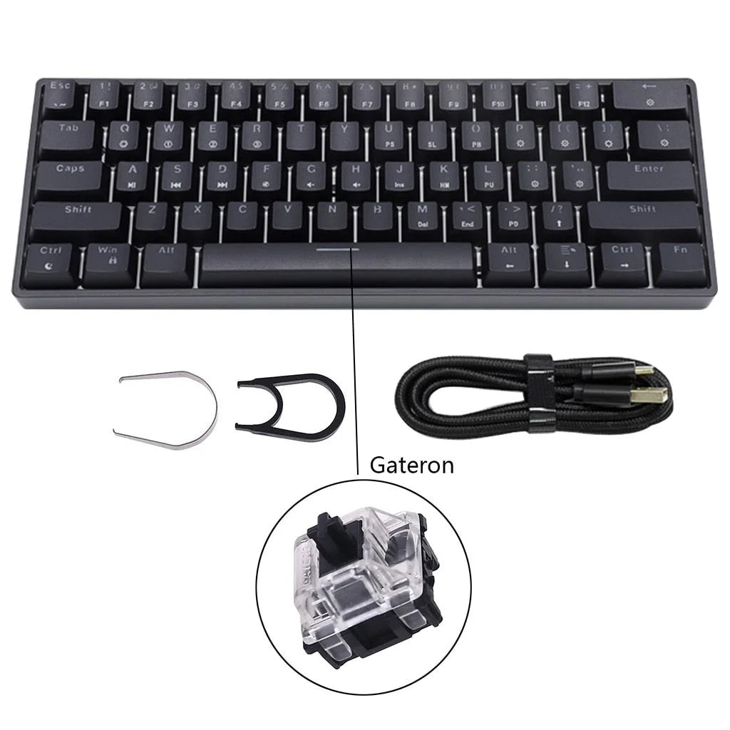 Sk61 61 key mechanical keyboard usb wired led backlit axis gaming mechanical keyboard gateron optical switches for desktop - ₹7,999