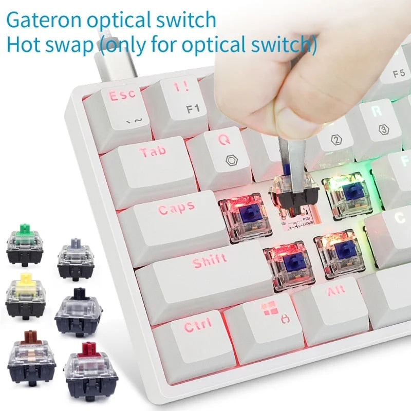 Sk61 61 key mechanical keyboard usb wired led backlit axis gaming mechanical keyboard gateron optical switches for desktop - ₹7,999