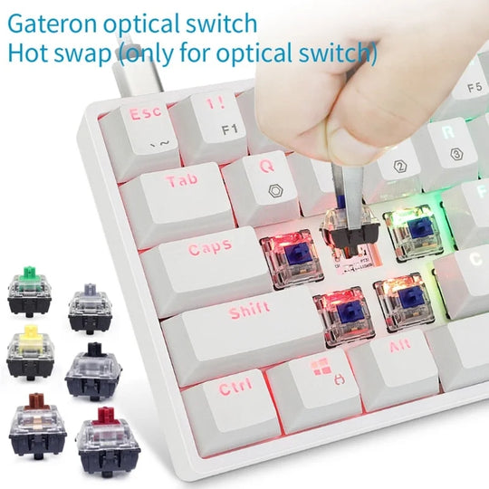 Sk61 61 key mechanical keyboard usb wired led backlit axis gaming mechanical keyboard gateron optical switches for desktop - ₹7,999