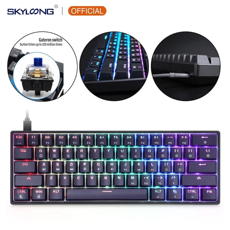 Sk61 61 key mechanical keyboard usb wired led backlit axis gaming mechanical keyboard gateron optical switches for desktop - ₹7,999