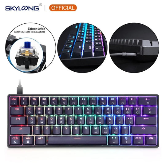 Sk61 61 key mechanical keyboard usb wired led backlit axis gaming mechanical keyboard gateron optical switches for desktop - ₹7,999