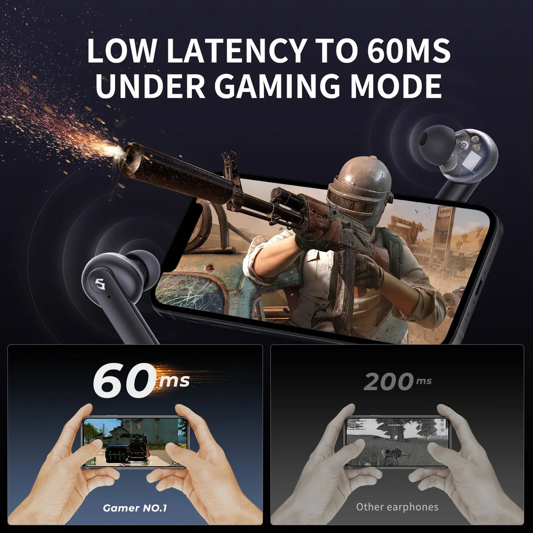 Soundpeats gamer no.1 gaming tws earphones 60 ms low latency type-c charging - ₹3,499