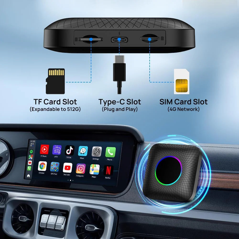 TechAdro CarPlay AI Box Android 13.0 - Supports Wired CarPlay and ...