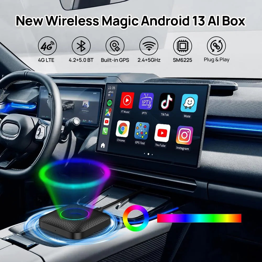 TechAdro CarPlay AI Box Android 13.0 - Supports Wired CarPlay and ...
