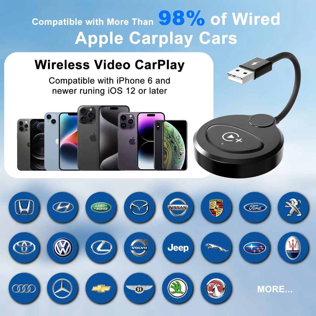 TechAdro Wireless CarPlay Adapter with YouTube Netflix - Upgrade
