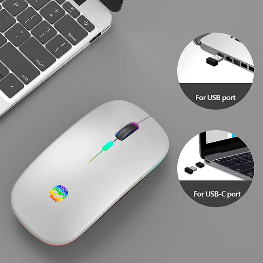 Wireless bluetooth mouse for laptop rechargeable mouse 2.4g usb optical wireless mouse led slim dual mode(bluetooth 5.0 and 2.4g) wireless
