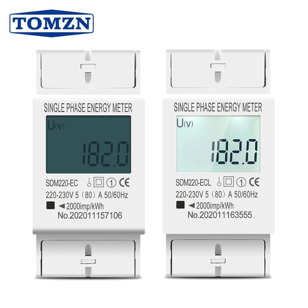 80A Din rail Single Phase Two Wire LCD Digital Display Power Consumption Energy Electric Meter kWh AC 220V 230V 50Hz/60Hz