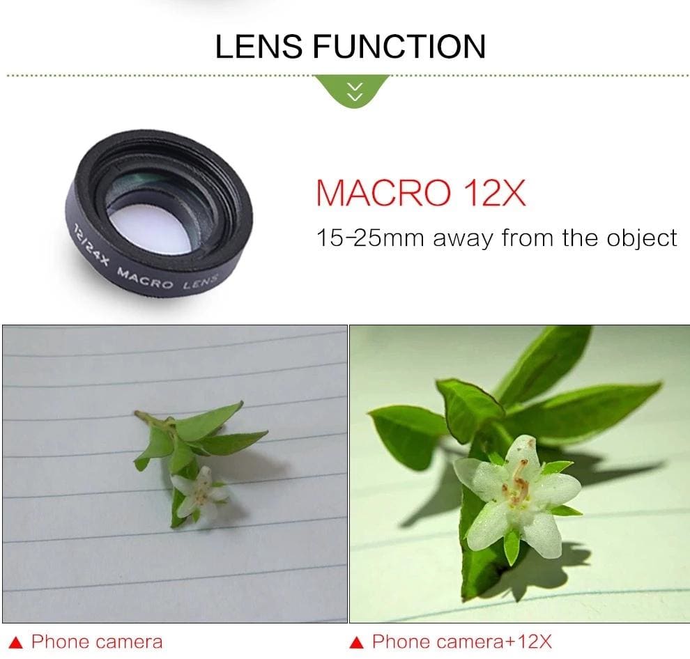 Apexel apl-24x new 2 in 1 macro lens 12x/ 24x super macro lens detechable universal clip lens for xiaomi ios android all smartphone 24xm - 