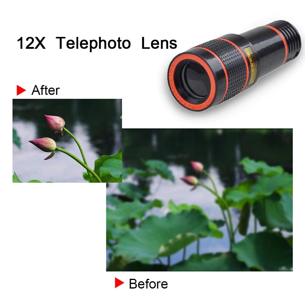 Apexel ‎apl-hs12xdg3 6-in-1 professional optical phone camera lens 12x telephoto lens fisheye/wide/macro lens for iphone 7 6/6s plus and 
