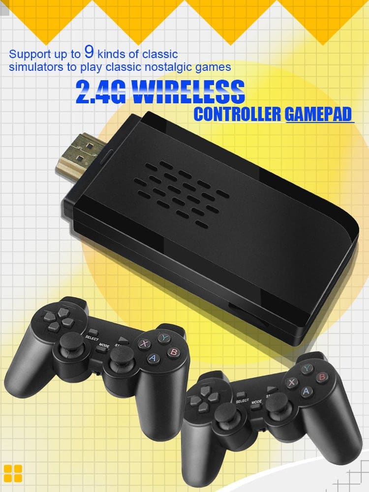 Electroniks-india® 10,000 classic games 4k usb wireless console 64gb game stick video game console 8 bit mini retro controller hdmi output 