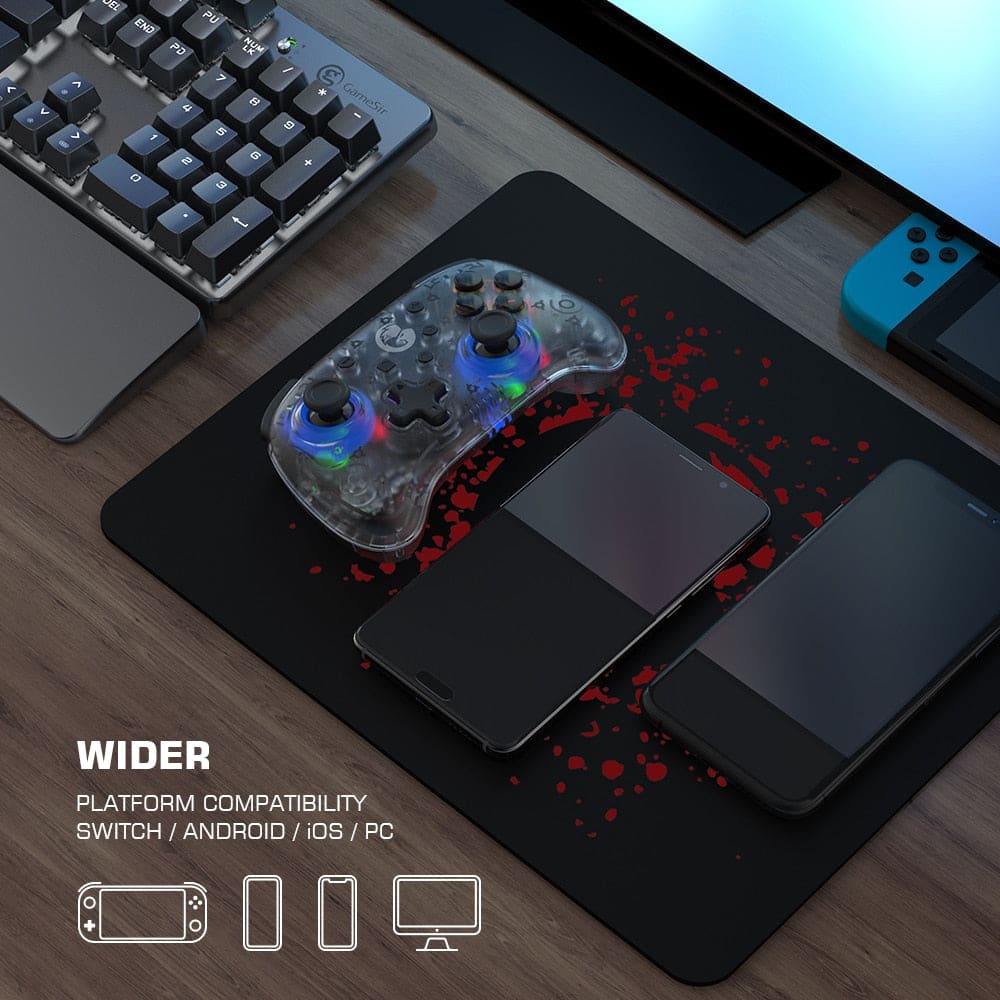 Gamesir t4 mini bluetooth gyro controller gamepad for nintendo switch apple arcade ios android pc semi transparent black / white - ₹2,799