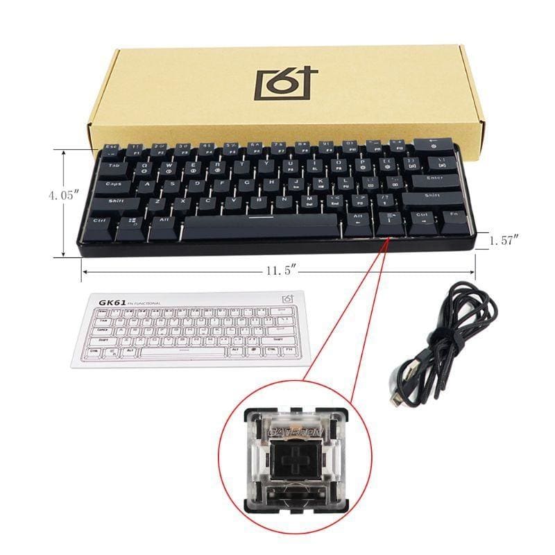 GK61 SK61 61 Key Mechanical Keyboard USB Wired LED Backlit Axis Gaming Mechanical Keyboard