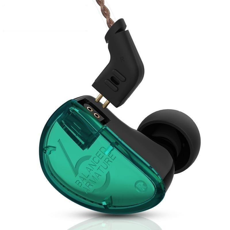 Kz as06 earphones 3ba balanced armature driver hifi bass headphones in ear monitor sport headset noise cancelling earbuds green - on sale