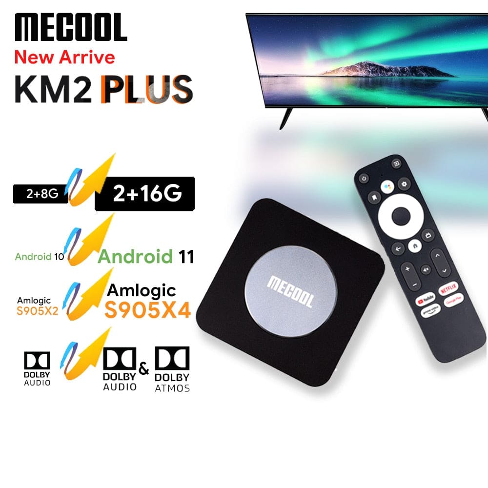 Mecool google certified km2 plus 4k amlogic s905x4 2g ddr4 16gb emmc ethernet wifi multi-streamer hdr home media player set top box - ₹7,999