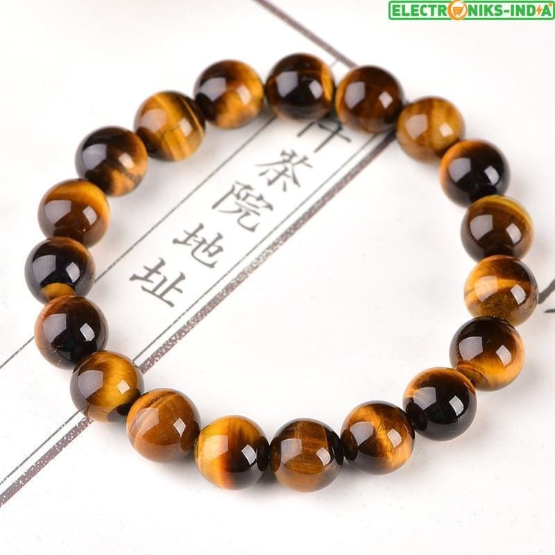 Navatulya® minimalist 10mm tiger eyes beads bracelet - on sale