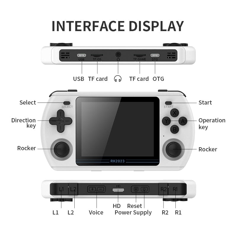 Powkiddy rk2023 retro handheld video game console 3.5 inch 4:3 ips screen rk3566 chip with dual speaker - ₹9,999