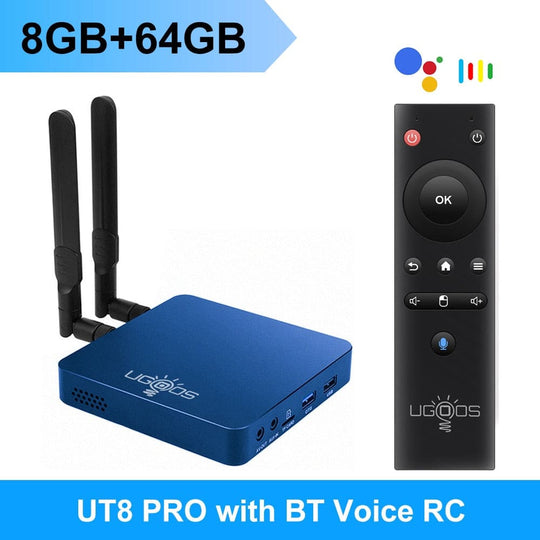 Ugoos ut8 pro tv box android 11.0 ddr4 8gb ram 64gb rom rk3568 wifi6 media player bt voice remote ut8 4g 32g - ₹19,999
